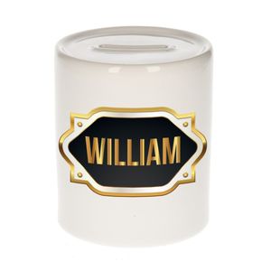 Naam cadeau spaarpot William met gouden embleem