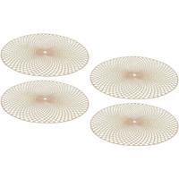 Decoris Placemat - 4x - goud - D38 cm - rond - polyurethaan leer - onderlegger