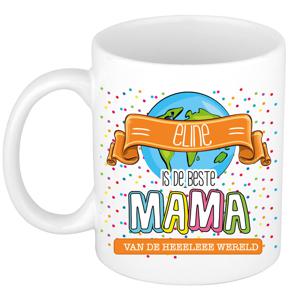 Naam mok mama Eline - wit - de beste - keramiek - 300 ml - Moederdag/verjaardag