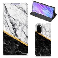 Samsung Galaxy S20 Plus | Standcase | Marmer Wit Zwart - Origineel Cadeau Man