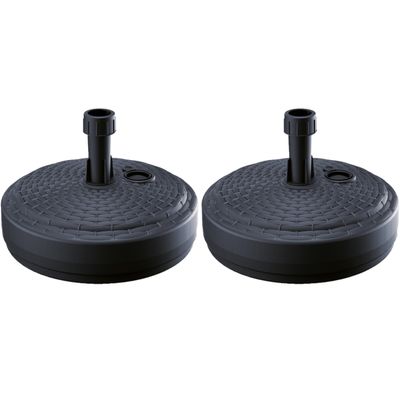 3x Stuks ronde rotan kunststof parasolvoeten antraciet 10 liter