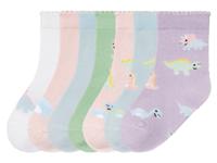 lupilu Peuters meisjes sokken, 7 paar, met bio-katoen (23/26, Blauw/Groen/Roze/Wit/Lila)
