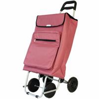 Boodschappentrolley vierkant - rood/wit - 48 liter - aluminium frame - met vriesvak - thumbnail