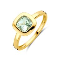 14k Geelgouden ring met groen amethist 9x9mm 14k Geelgouden ring met groen amethist 9x9mm