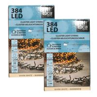 Clusterverlichting?- 2x - 384 led lampjes - warm wit - 280 cm - timer functie?-kerstverlichting