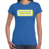 Verkleed T-shirt voor dames - Zweden - blauw - supporter - themafeest