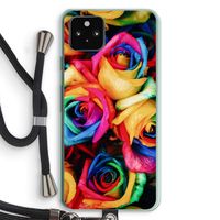Neon bloemen: Pixel 5a 5G Transparant Hoesje met koord