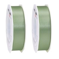 2x Luxe lichtgroene satijnen lint rollen 2,5 cm x 25 meter cadeaulint verpakkingsmateriaal - Cadeaulinten