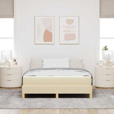 Boxspring bed Crème, Bruin 140 x 200 cm Stof, Engineered Hout