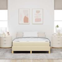 Boxspring bed Crème, Bruin 140 x 200 cm Stof, Engineered Hout