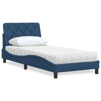 Bed met matras stof blauw 90x190 cm