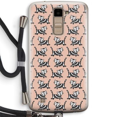 Zwarte poes: LG K10 (2016) Transparant Hoesje met koord