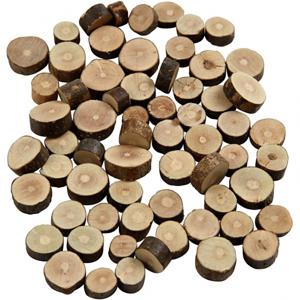 Kleine houten boom schijfjes - 780x stuks - ongeveer 10 x 15 mm - houten muntjes - rondjes