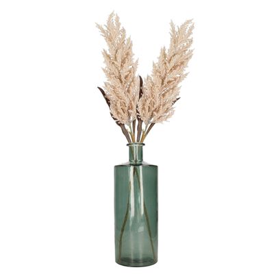 Kunstbloemen bloemstuk - 2x pampasgras pluimen boeket in flesvaas - lichtroze - 88 cm hoog