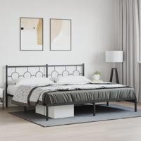 Bedframe met hoofdbord metaal zwart 193x203 cm - thumbnail