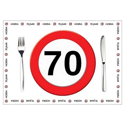 Placemat 70 jaar - 10x stuks - 42 x 30 cm - 90g - papier - verjaardag - jubileum