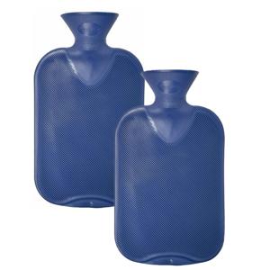 Kruik - 2x - blauw - 2 liter - kunststof - warmwaterkruik - waterkruik - warmtekruik