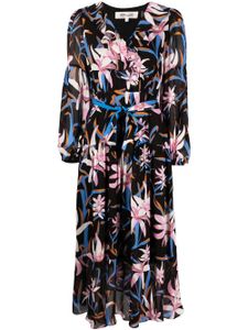 DVF Diane von Furstenberg robe Jaxson mi-longue à fleurs - Noir