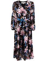 DVF Diane von Furstenberg robe Jaxson mi-longue à fleurs - Noir - thumbnail