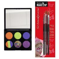 Carnaval schmink setje - Heksen thema kleuren - penselen - waterbasis