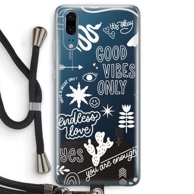Good vibes: Huawei P20 Transparant Hoesje met koord