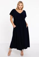 Yoek Jurk met ruches Swing | Blauw | Maat 58/60