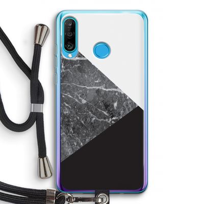 Combinatie marmer: Huawei P30 Lite Transparant Hoesje met koord