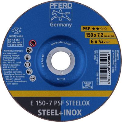 PFERD TOOLS 62015640 E 150-7 PSF STEELOX Afbraamschijf gebogen Diameter 150 mm Boordiameter 22.23 mm RVS, Staal 10 stuk(s)