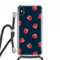 Framboosjes: iPhone XS Max Transparant Hoesje met koord