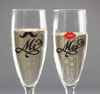 Bruiloft stickers Mevrouw en meneer lippen en snor