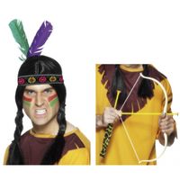 Indianen accessoires verkleedset hoofdband en pijl en boo   -