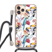 Bloemen tukan: iPhone 11 Pro Max Transparant Hoesje met koord