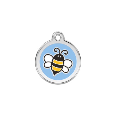 Bumble Bee Light Blue roestvrijstalen hondenpenning small/klein dia. 2 cm - Reddingo