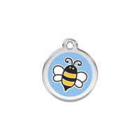 Bumble Bee Light Blue roestvrijstalen hondenpenning small/klein dia. 2 cm - Reddingo