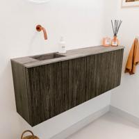 Toiletmeubel Mondiaz Joya Dlux | 111.6 cm | Meubelkleur Shadow | Faye wastafel Oza Wasbak Links | Zonder kraangat(en)