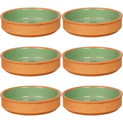 Set 16x tapas/creme brulee serveer schaaltjes terracotta/groen 16x4 cm