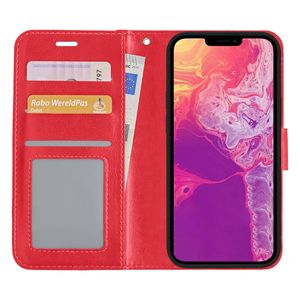 Basey Apple iPhone 13 Pro Max Hoesje Book Case Kunstleer Cover Hoes - Rood