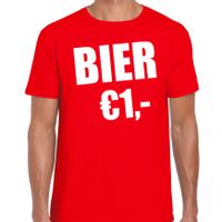 Fun t-shirt bier 1 euro rood voor heren - thumbnail