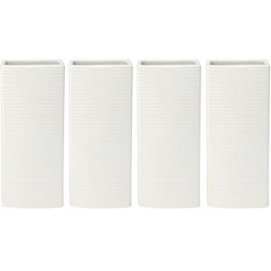 Waterverdamper radiator - 4x - ivoor wit - met relief - kunststeen - 18 cm - luchtbevochtiger