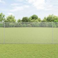 VidaXL Hek met paal zilver 1,4 x 25 m staal