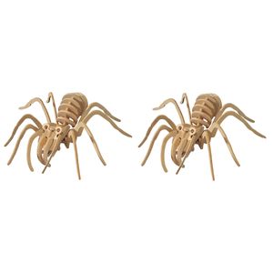 2x stuks houten 3D puzzel tarantula spin 23 cm