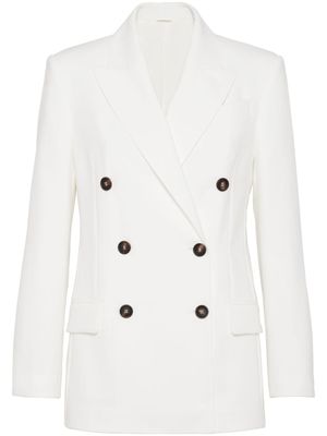 Brunello Cucinelli blazer à boutonnière croisée - Blanc
