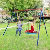 Schommelframe van Metaal tot 250 kg Belastbaar met Grondanker Antislip Voetkap voor Dubbele Schommel Nestschommel (Alleen Frame)