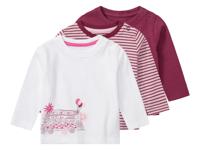 lupilu 3 baby shirts (74/80, Bordeaux/wit) - thumbnail