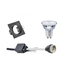 LED Spot Set - GU10 Fitting - Inbouw Vierkant - Mat Zwart - Kantelbaar 80mm - Philips - MASTER 927 36D VLE - 3.7W - Warm - thumbnail