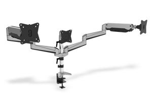Digitus DA-90363 Monitor-tafelbeugel 3-voudig 38,1 cm (15) - 68,6 cm (27) Zwart, Zilver Draaibaar, In hoogte verstelbaar, Kantelbaar, Zwenkbaar, Roteerbaar