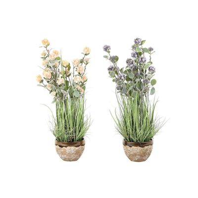 Decoratieve plant DKD Home Decor 30 x 30 x 78 cm Roze Metaal Lila Groen PVC (2 Stuks)