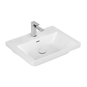 Wastafel Villeroy & Boch Subway 3.0 Met CeramicPlus 1 Kraangat Met Overloop  60x47x16.5 cm Wit Alpin