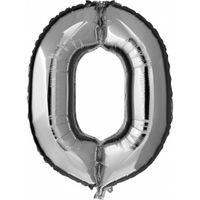 Cijfer nul 0 ballon zilver - thumbnail