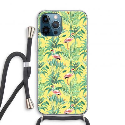 Flamingo party: iPhone 12 Pro Transparant Hoesje met koord